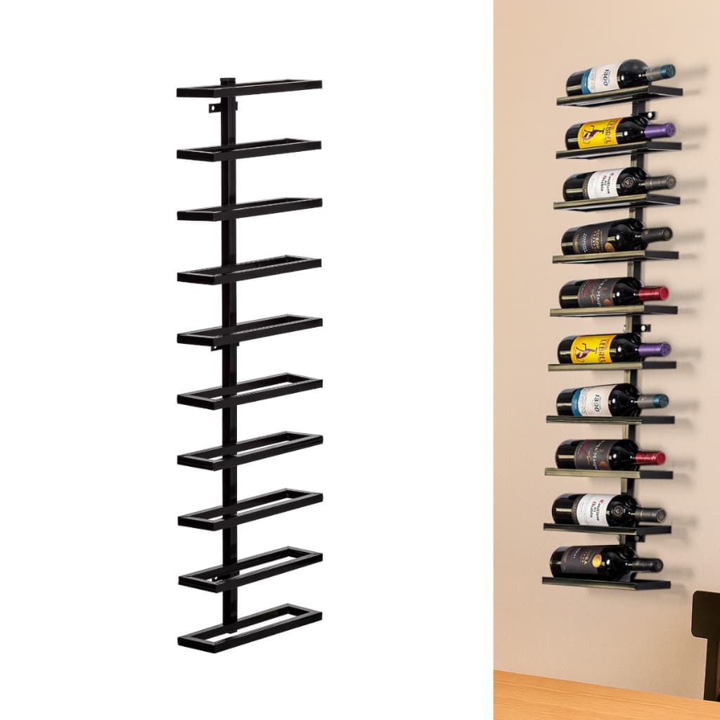 Adega Suspensa 10 Garrafas Vertical Industrial Moderna de Parede Barzinho Metal Moderno Suporte Bebidas Aço