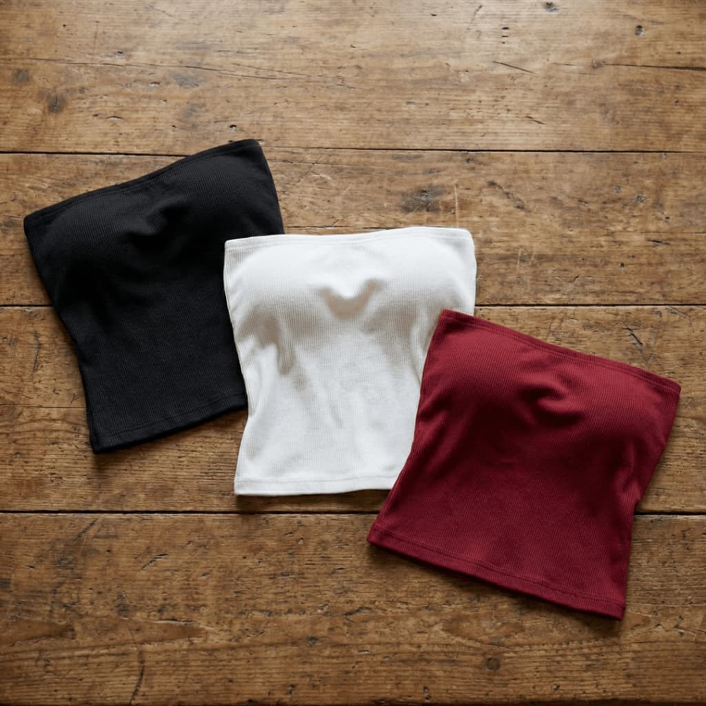 Kit 3 Tops Tube Feminino Canelado Versátil Moderno Tendência Casual Ajuste Perfeito Conforto Estilo