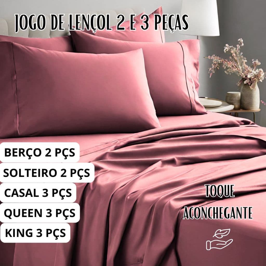 Jogo de Lençol Casal Queen Berço Solteiro ou King 400 Fios Micropercal Extra Macio