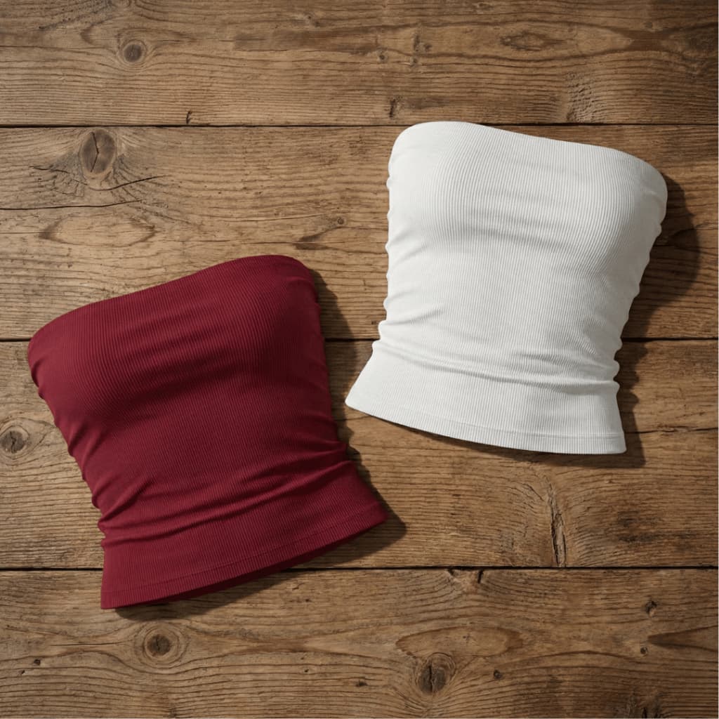 Kit com 2 Tops Tube Canelado Feminino Essencial de Verão Estilo Praia e Piscina para Qualquer Look