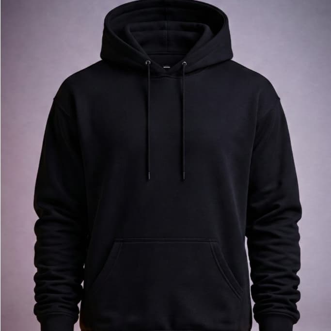 Moletom Canguru Preto Masculino Liso Flanelado com Capuz Bolso Casaco Inverno