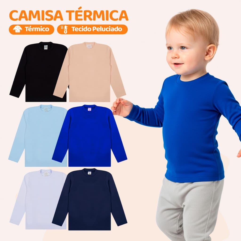 Kit 2 Blusa Térmica Infantil Masculina Blusa de Frio De Menino Segunda Pele Inverno Manga Longa