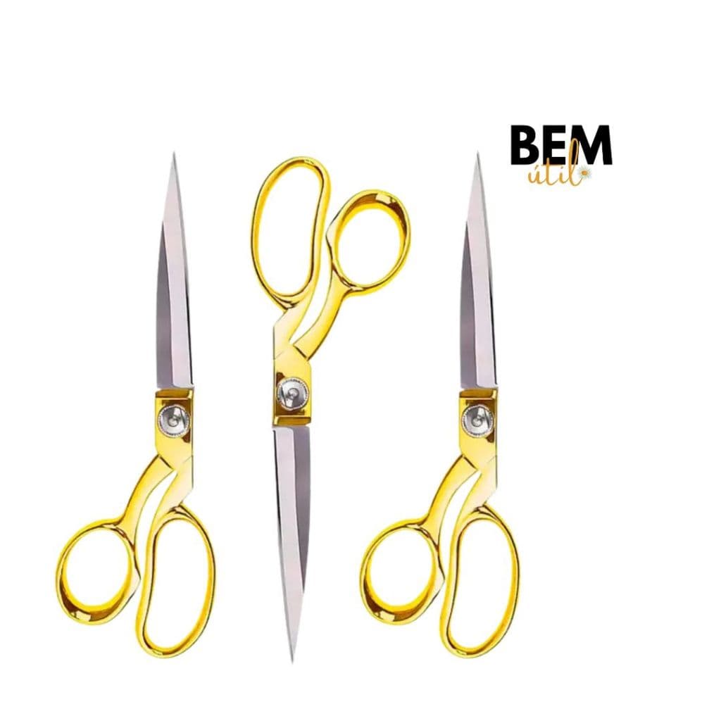 Tesoura Uso profissional dourada para costureira - Tesoura Tapeceiro Forjada Alfaiate