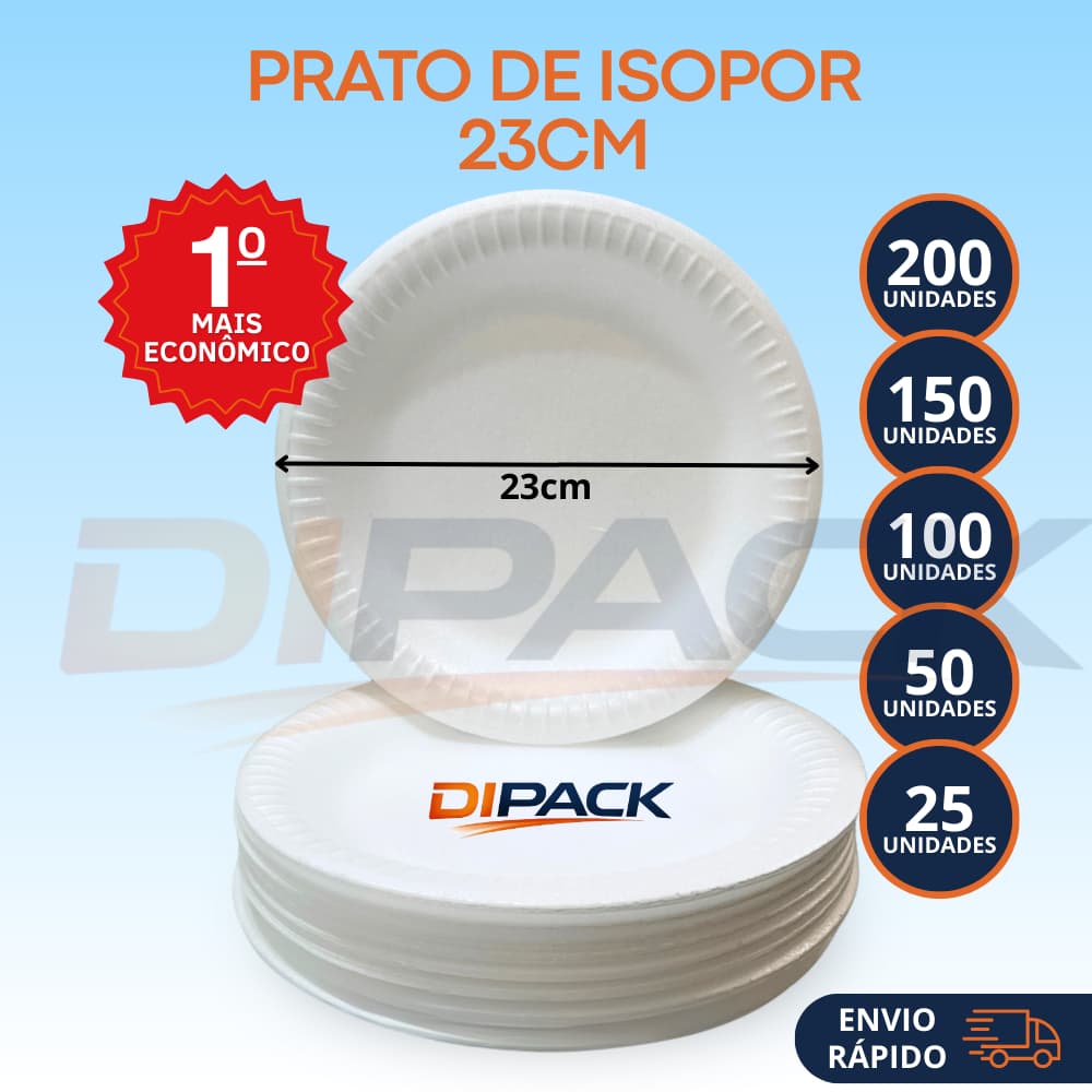 25~200 Prato Descartável de Isopor Térmico Branco 23cm Churrasco Aniversário Festa Eventos