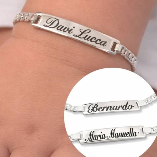 Pulseira Infantil com Nome Personalizado a laser Semi Joia