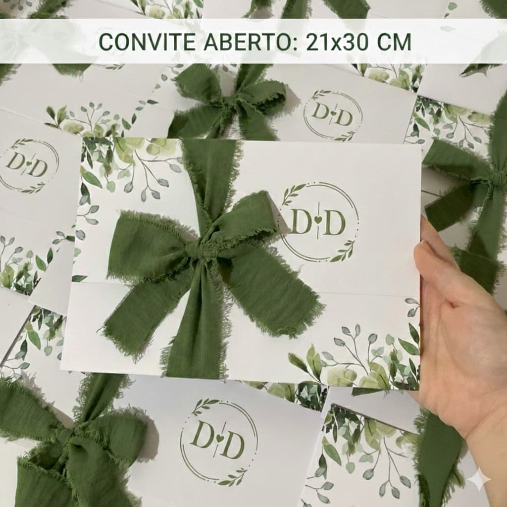 Apenas R$ 4,50 - Convite de Casamento com Laço – Personalizamos Cada Detalhe para Você!
