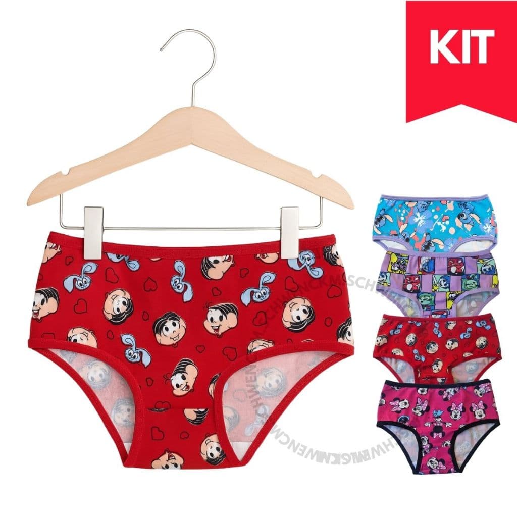 Kit 5 ou 10 Calcinha Infantil Microfibra Menina Confortável Forro Algodão