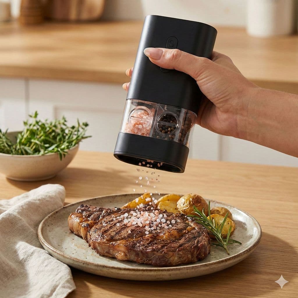 Moedor Elétrico Sal e Pimenta 2 em 1, Moedor Duplo, Automático para Condimentos Com Ajuste de Moagem