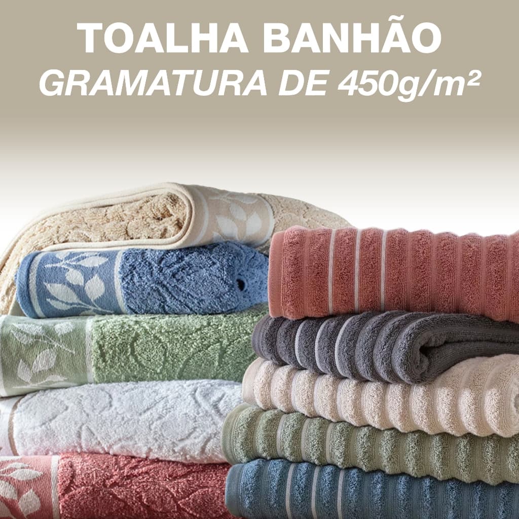 Toalha Banhão 100% Algodão 450g/m Alta Gramatura Toque Macio Felpuda Excelente Absorção Corttex