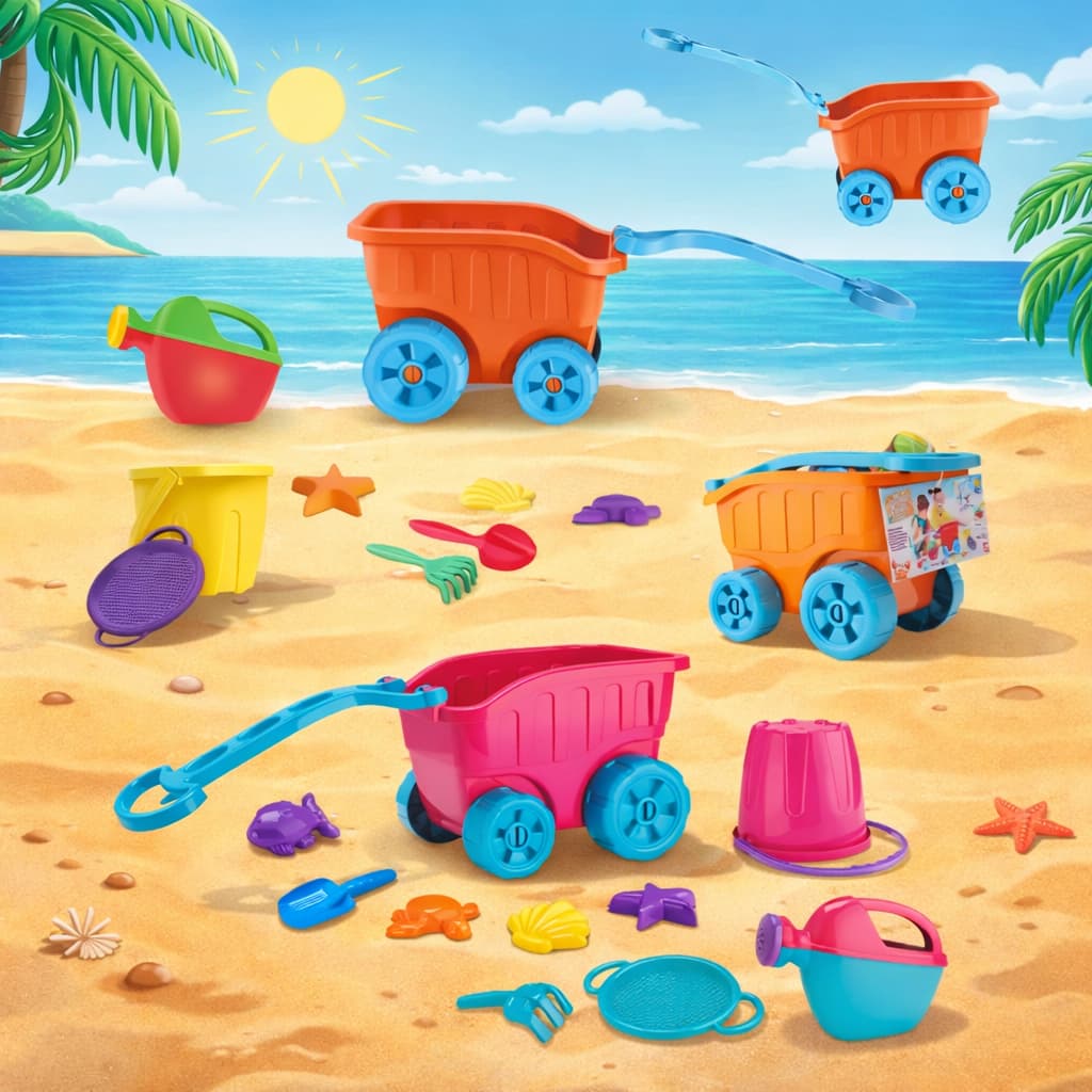 Carriola de Praia Areia Sitio Infantil Divertoys Rosa ou Laranja Baldinho Pázinha Forminhas