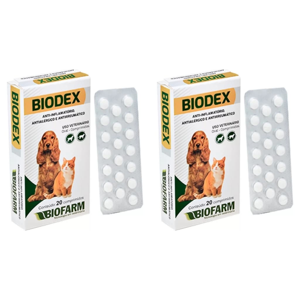 Biodex 40 comprimidos | Antialégico e Anti-inflamatório para cães e gatos | Biofar