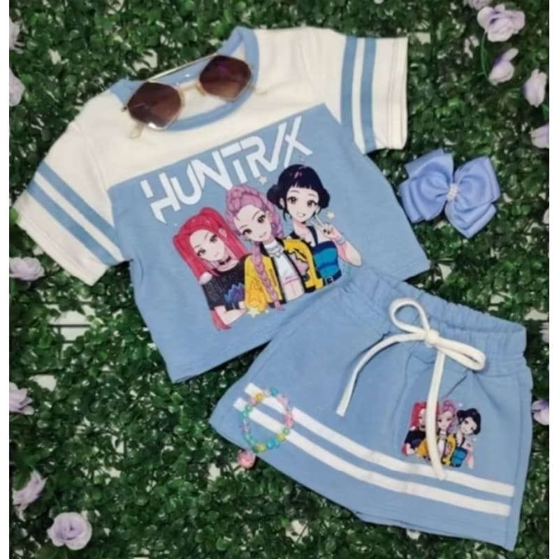 Conjunto Huntrix -Kpop 2 perças ,Short Saia E Blusa /  Conjunto Emily vick Infantil Menina e Juvenil,Tendência de verâo