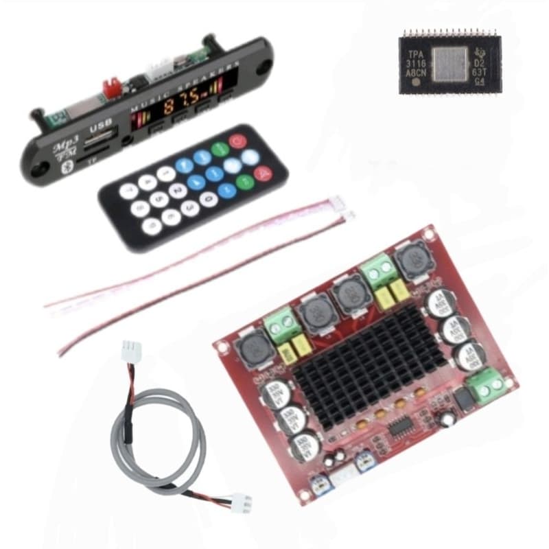 Kit Amplificador 240w 120+120w E Placa Bluetooth 5.0 Montagem Caixa De Som