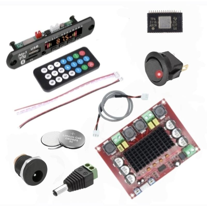 Kit Para Montagem Caixa De Som Placa Mp3 Bluetooth e Amplificador 2x120w