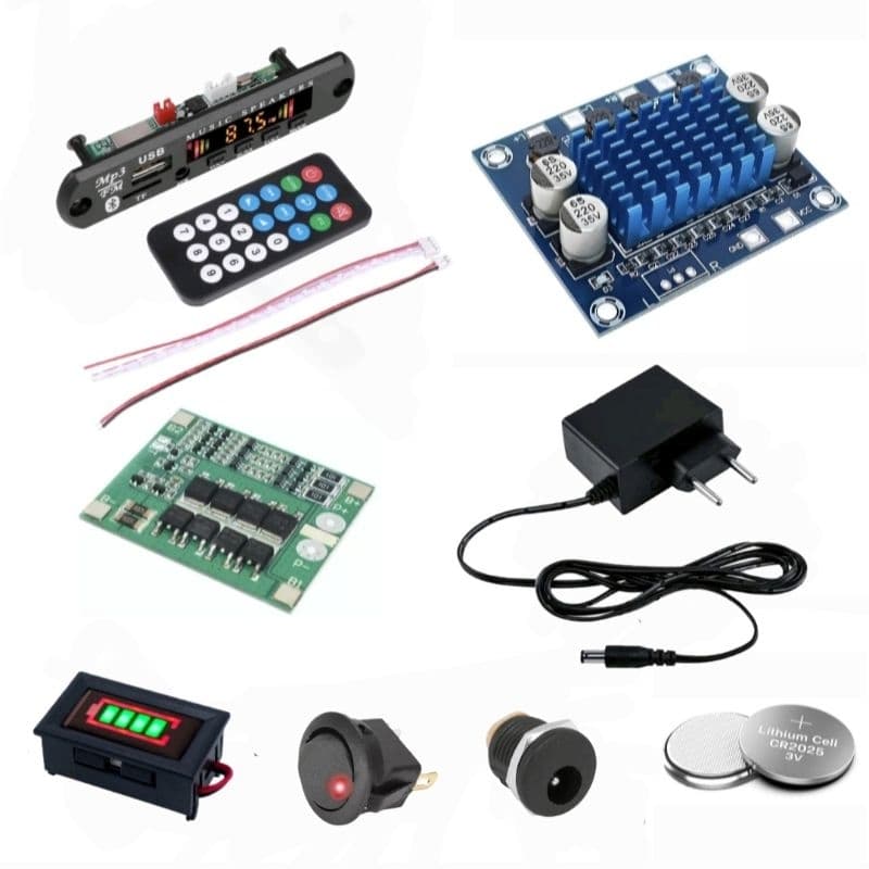 Kit Para Montagem Caixa De Som 60w Placa Mp3 e Amplificador 2x30w