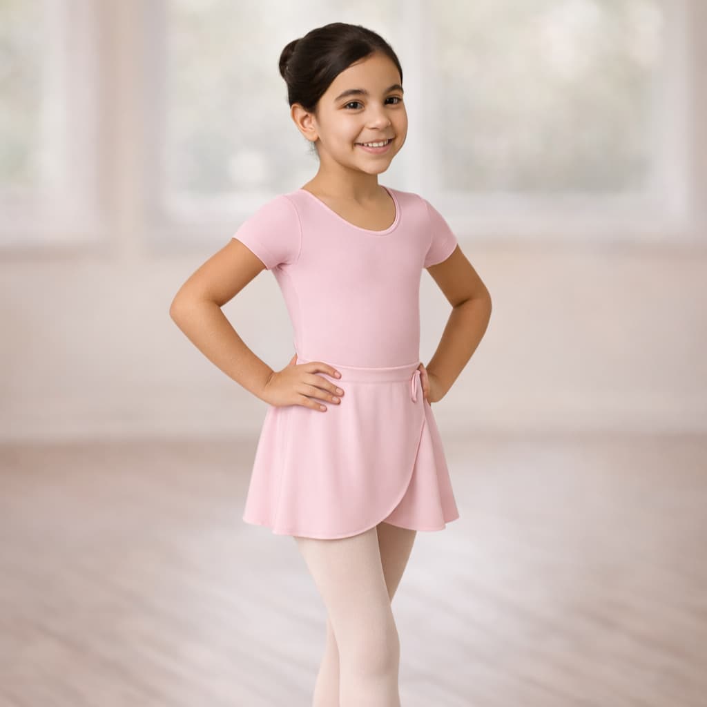 KIT Ballet Collant Manga Curta + Saia Transpassada (envio imediato) Body Balé Jazz Uniforme