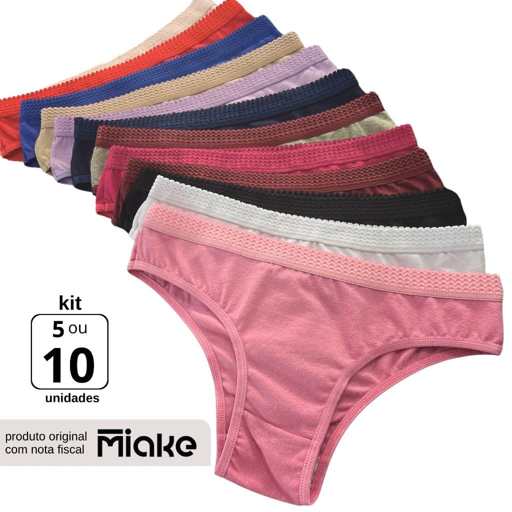 Kit Calcinha Algodão Conforto Tanga Cotton Cós Largo Feminina