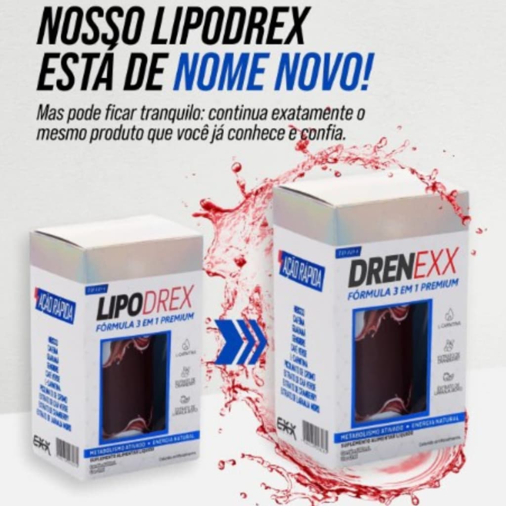 Lipodrex - Exx Nutrition - Termogênico e Diurético - Drenexx - Fórmula 3 em1 Premium