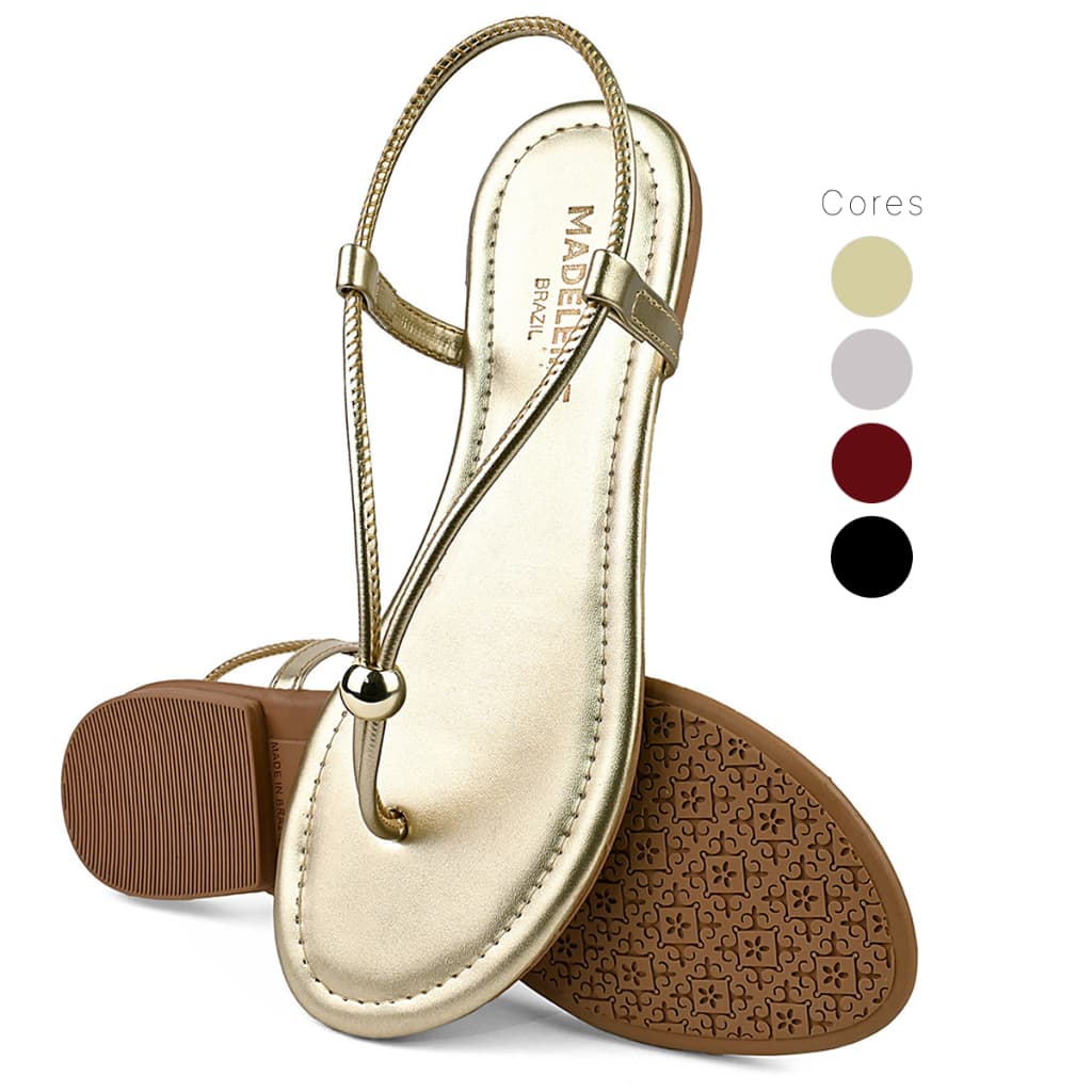 Sandália Rasteirinha Feminina Bico Redondo Confortável Elegante Dourada Preta Prata Bordô Tendência