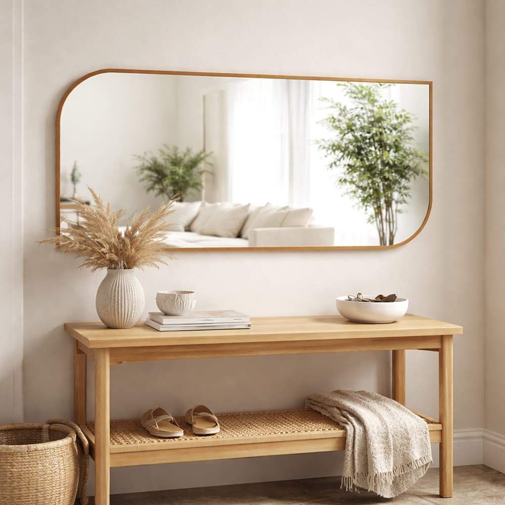 Espelho Corpo Inteiro Decorativo Retangular Assimétrico  para Quarto e Sala