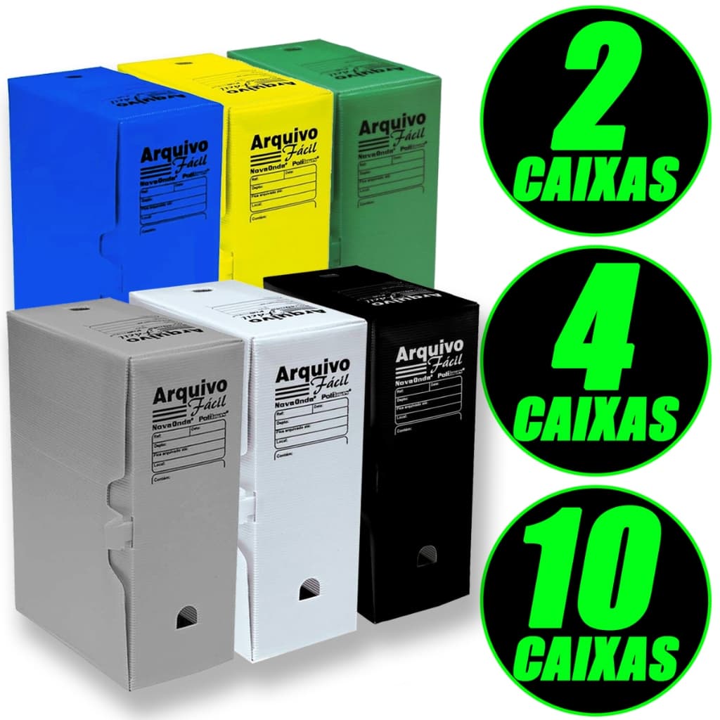 Caixa Arquivo Morto Polionda Oficio Organizadora 2 4 10 Unidades