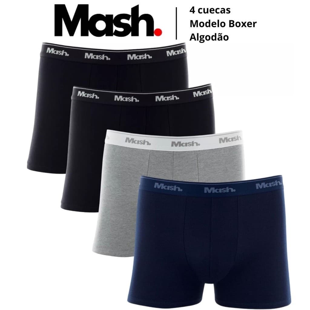 Kit 4 Cuecas Boxer Masculina Size Mash Algodao Conforto Para Uso Diario