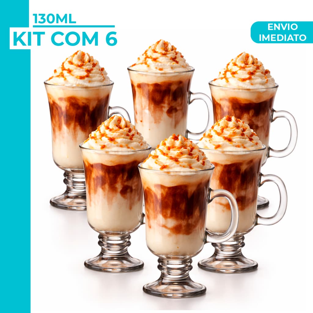 Jogo 3 ou 6 Peças Canecas Capuccino Nespresso Em Vidro Irish Coffee 130ml/230ml Chocolate  Café Nespres