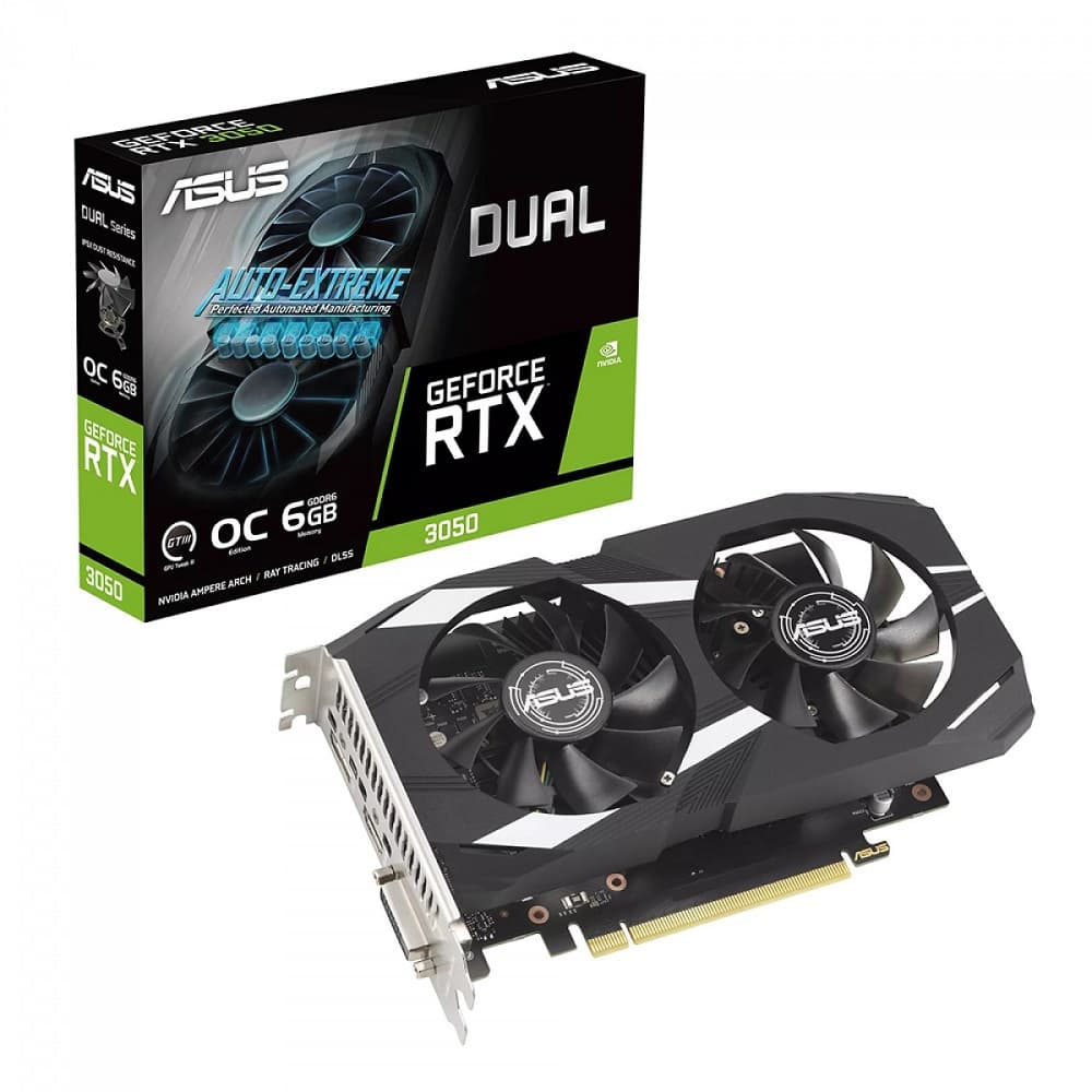 Placa de Vídeo Asus NVIDIA GeForce RTX3050 OC 6GB GDDR6 Ray Tracing DUAL-RTX3050-6G
