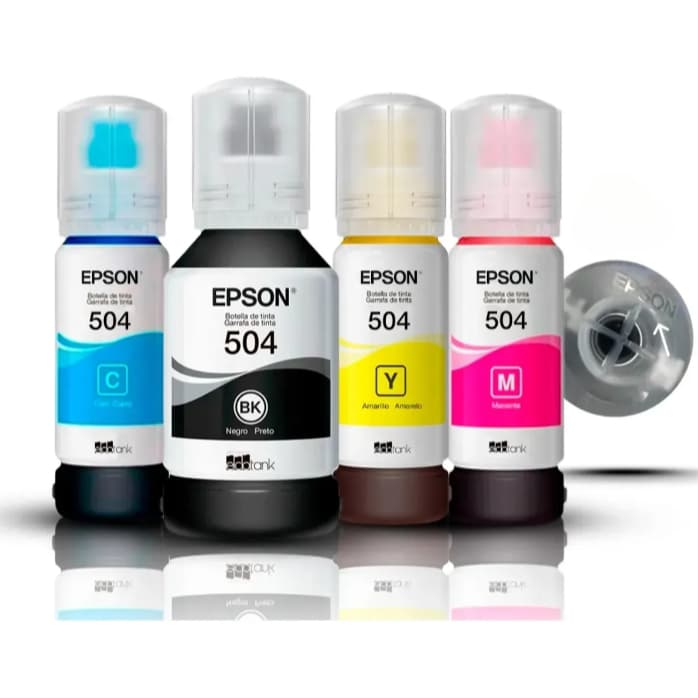 Kit 4 tinta Refil original Para impressora Epson T504 L4150 L4160 L4260 L6161 L6171
