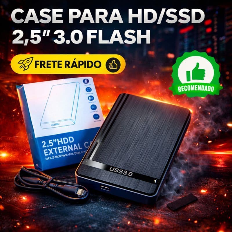 Case Hd Ssd Externo 2.5 Usb 3.0 Flash Plug Play 6Gbps Pc Notebook Ps4 Xbox One Alta velocidade