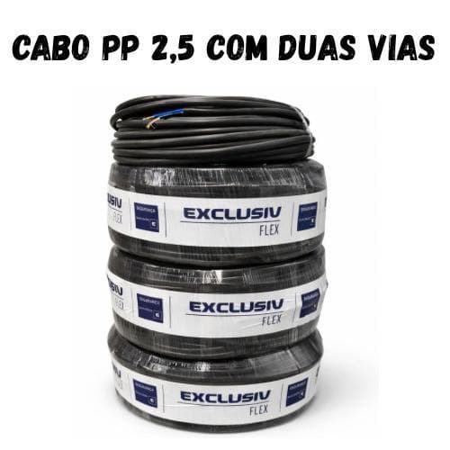 Cabo PP 2x2,5 mm 100 metros 50 metros 40 metros e 30 metros