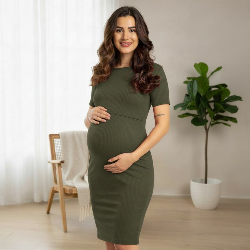 Vestido Amamentação Manga Curta Canelado Plus Size Gestante Premium  Diversas Cores