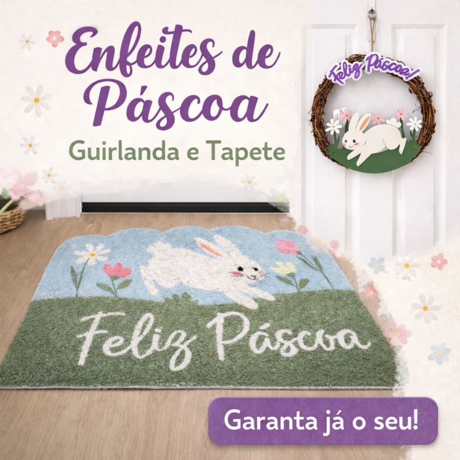 Kit Enfeites de Páscoa com Tapete e Guirlanda Decorativa