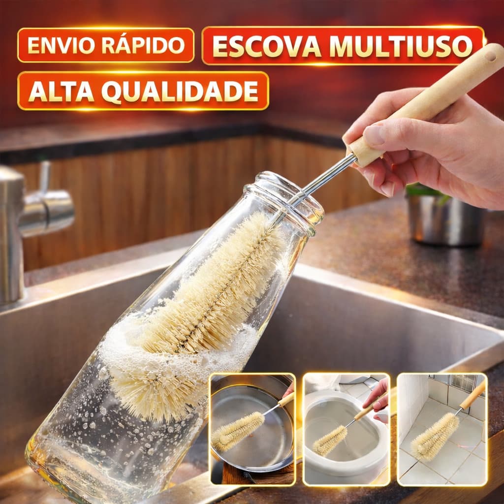 Escova De Limpeza Multiuso Para Garrafas De Cabo Longo Cozinha Bebida Copo De Vidro Full