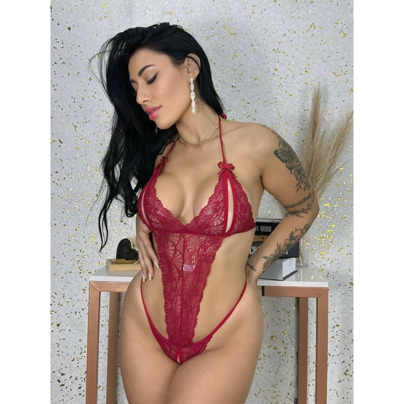 Lingerie Body Feminino Renda Apressado
