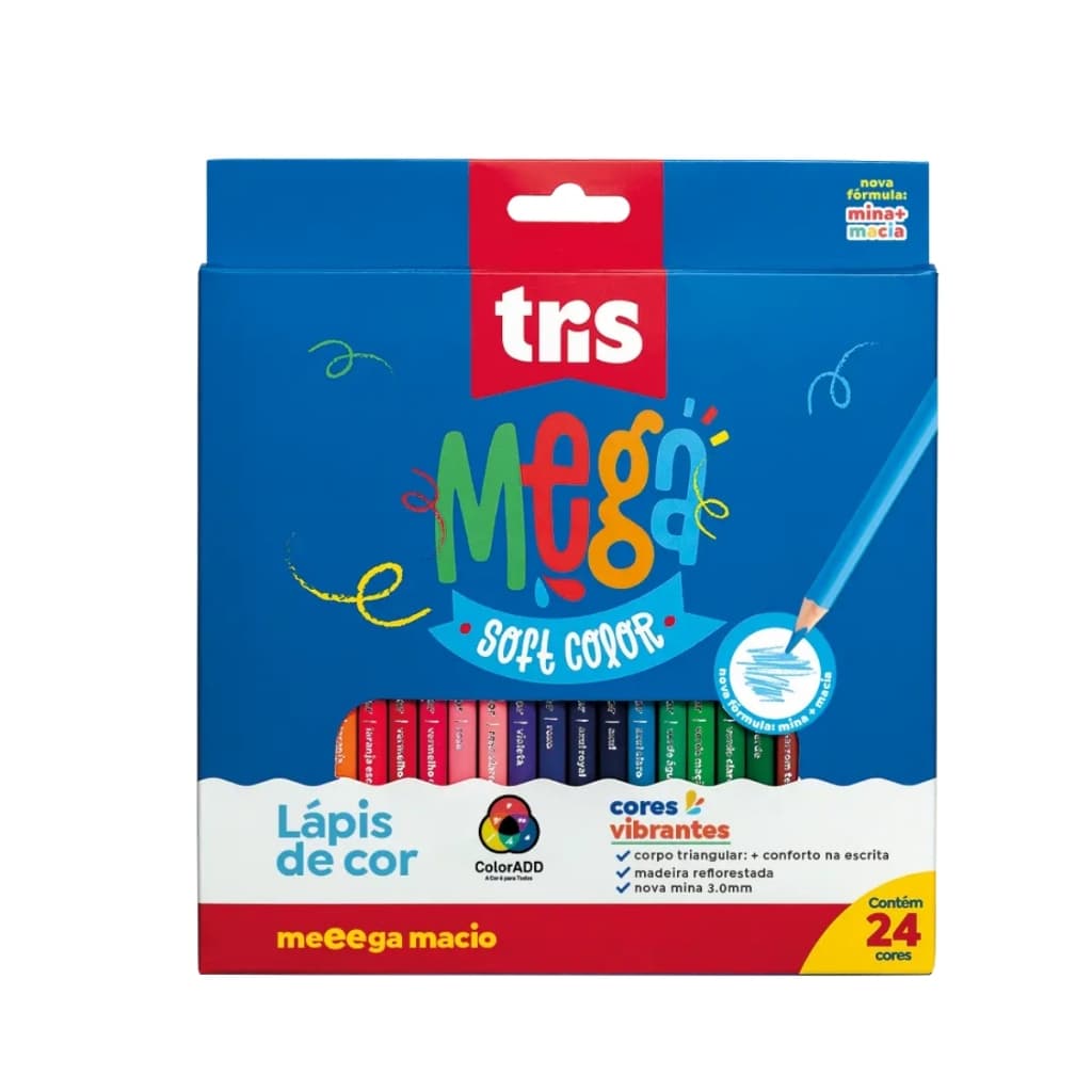 LÁPIS DE COR TRIS MEGA SOFT COLOR 24 CORES