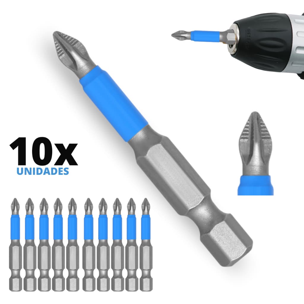 10 Pontas Bit Philips Titânio Ph2 Parafusadeira Imantadas Aço Jogo De Ferramentas Magnética Forte