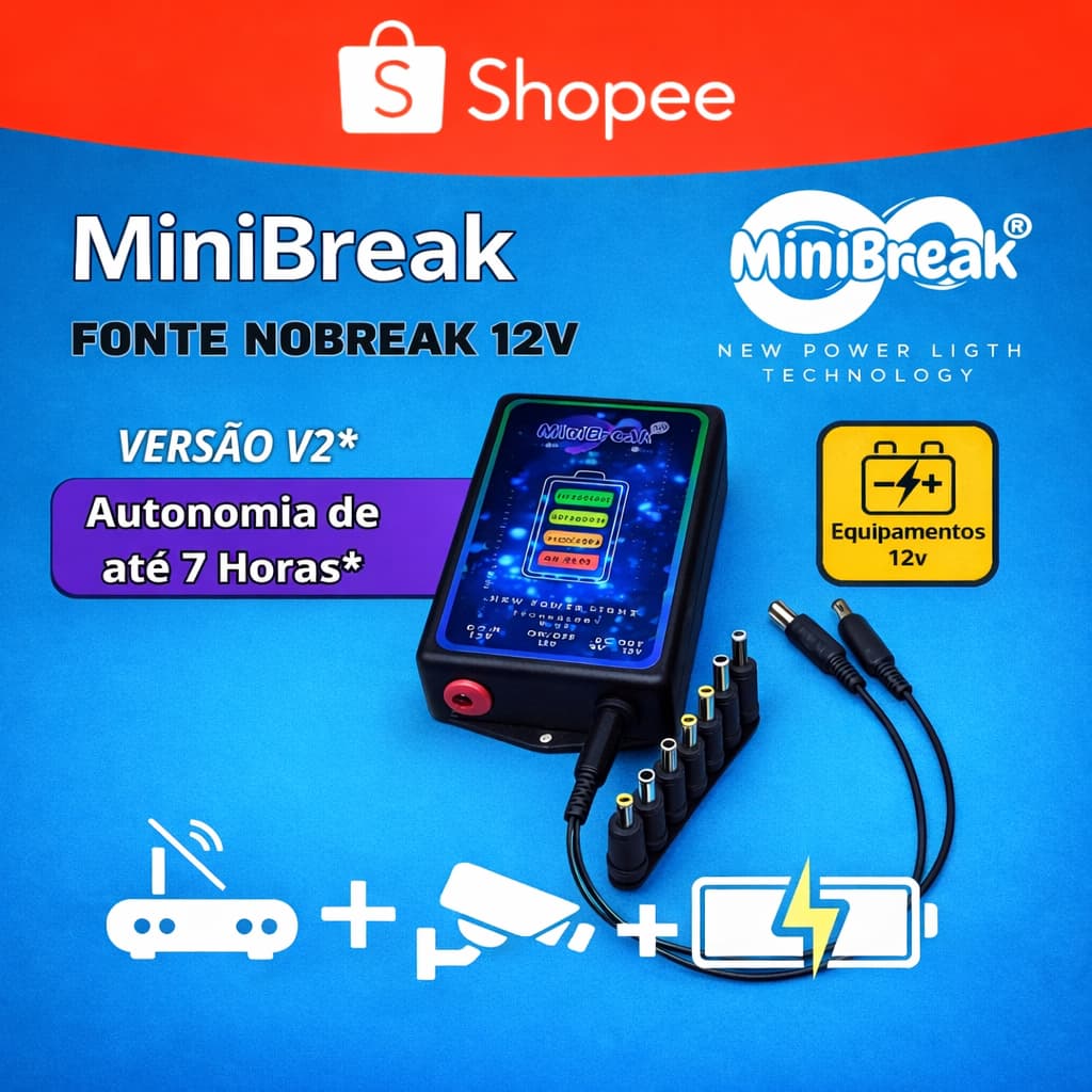 Mini Fonte Nobreak 12v  12w *9600Mah* Mini Ups Para Roteador, Câmera E Mais S/Fonte