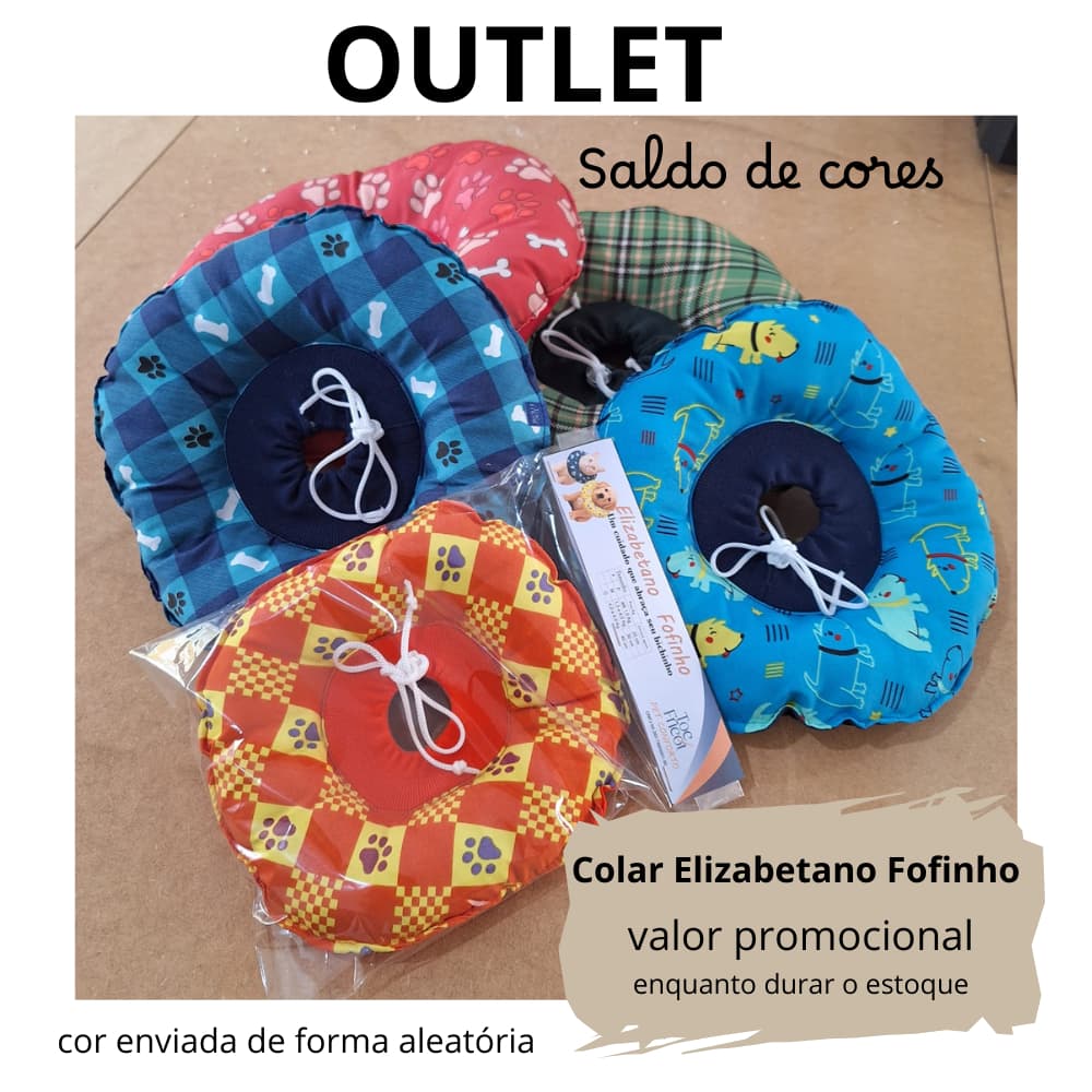 Colar Elizabetano em tecido, pós cirúrgico. OUTLET Cor Aleatória PREÇO ESPECIAL