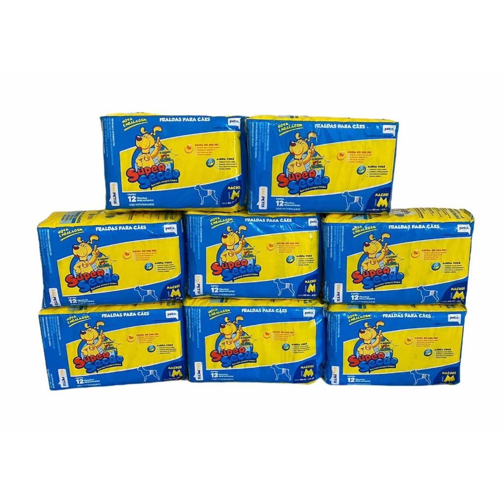 8 Pacotes Fraldas Super Secão Pet Descartável para Macho M 96 Un Total