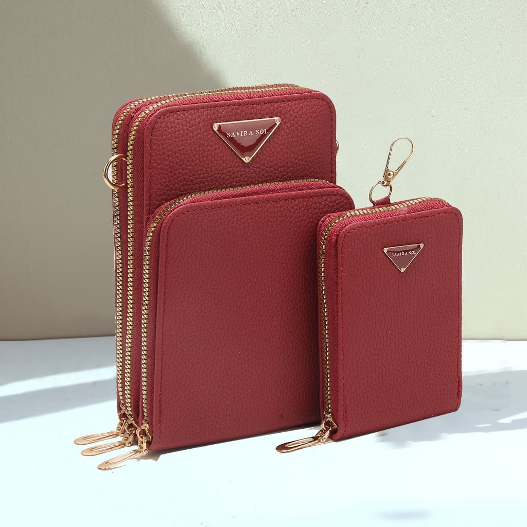 Bolsa Feminina Transversal 3 divisórias Porta Celular com Linda Carteira LT760