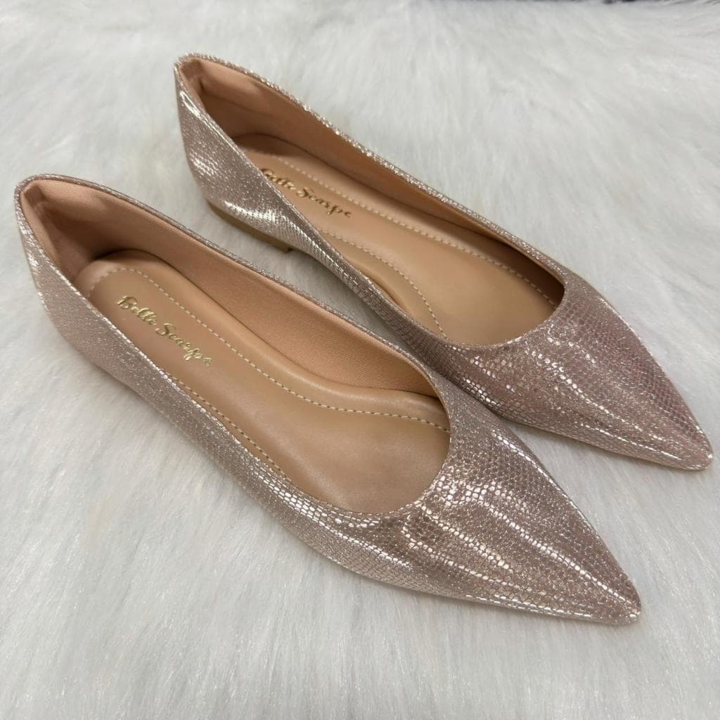 Sapatilha Casual Bico Super Alongado Confortável Confort Festa Elegante Chic Craquelado Importado