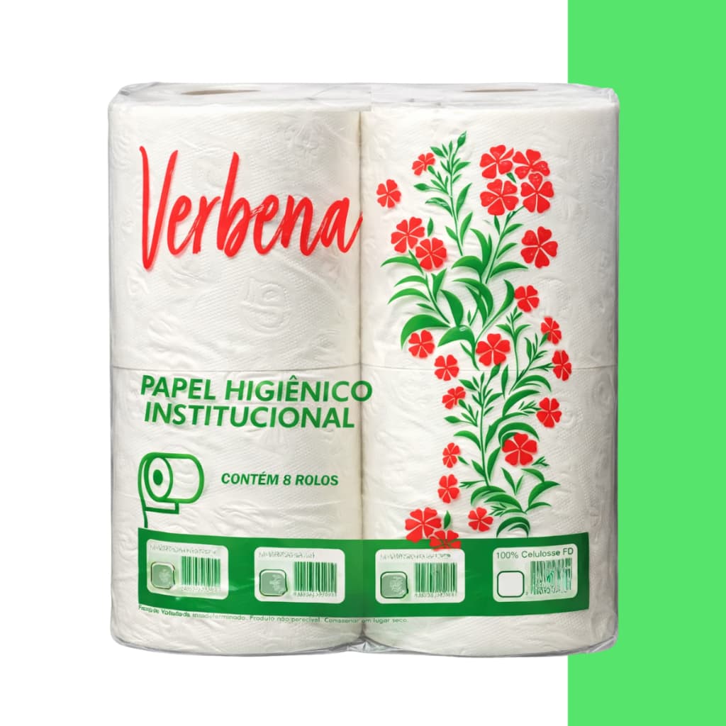 Papel Higiênico Verbena Rolão Institucional Branco Folha Dupla C/ 8 Rolos - Full