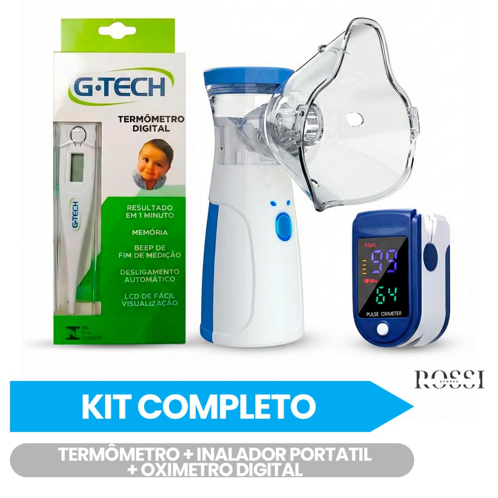 Kit Completo Termômetro G-tech + inalador ultrasonico Portatil + Oximetro digital ENVIO IMEDIATO