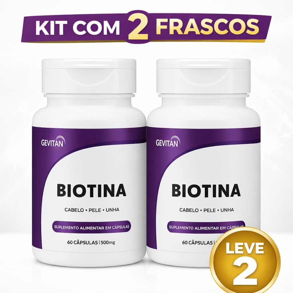 Kit 2 Biotinas 120 Cápsulas | Cabelo Pele Unha | Suplemento Alimentar