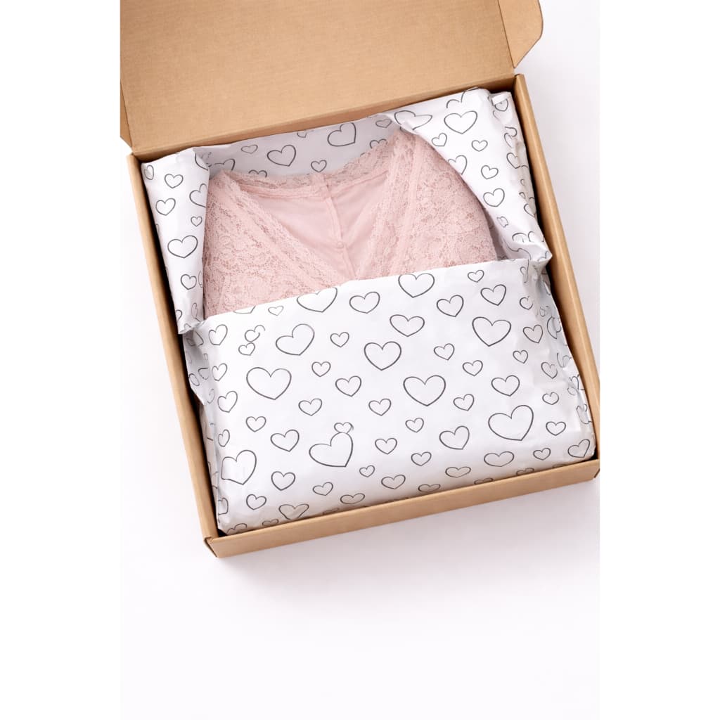 100 Folhas Papel De Seda Premium 30x70cm Coração Preto Ou Rosa