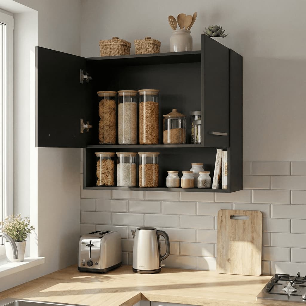 Armário Suspenso Moderno 2 Portas para Cozinha e Lavanderia Organizador