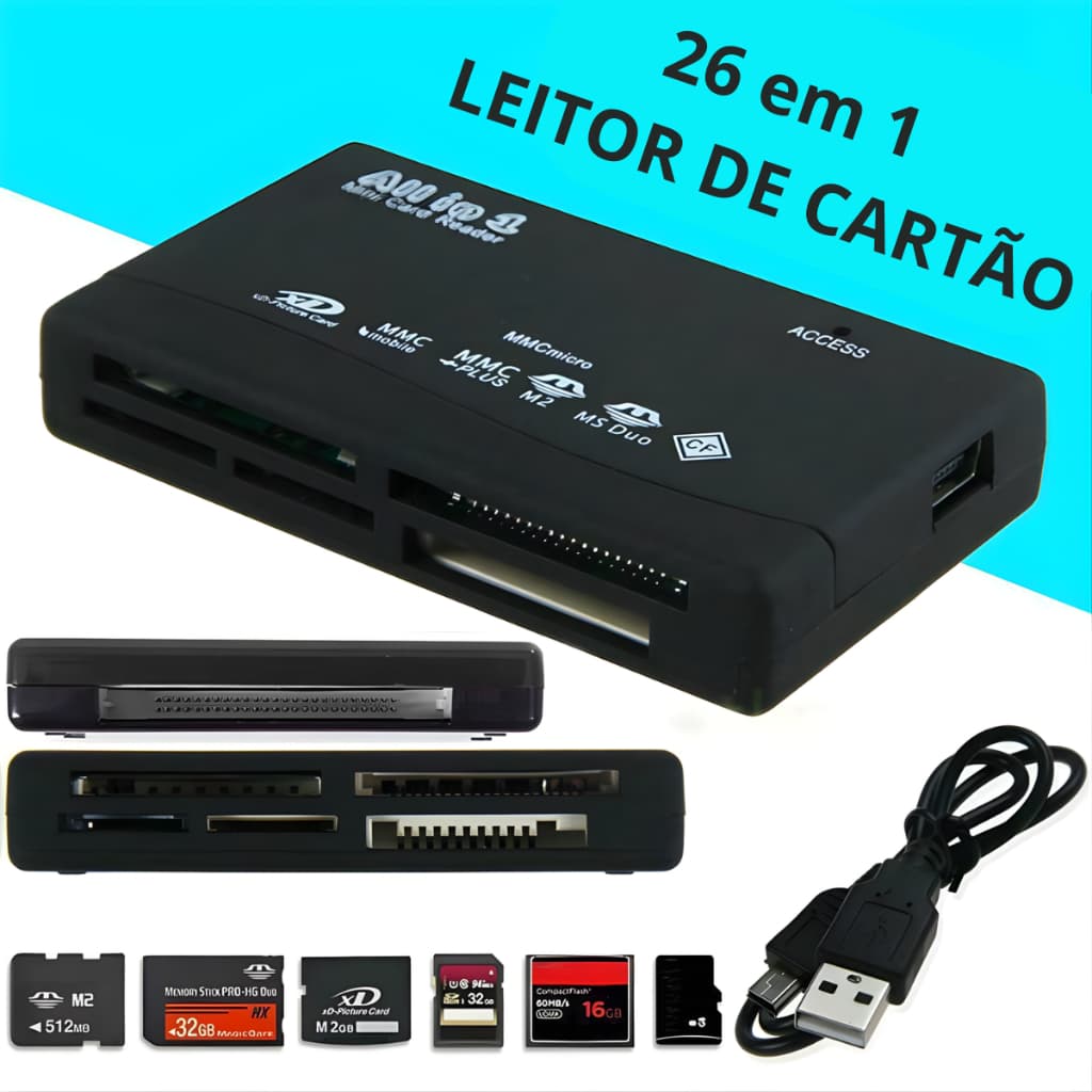 Leitor Cartão De Memória Sd Usb 2.0 Muito Rápido Externo
