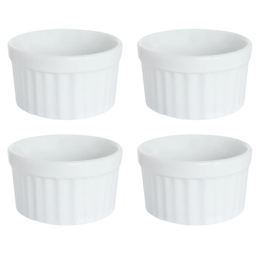 Kit 4 Ramequin Porcelana 210ml Canelado Molheira Petisqueira Buffet Restaurante Hotel