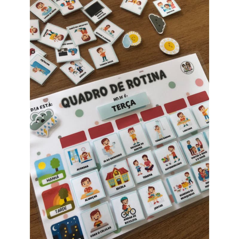 QUADRO DE ROTINA MENINO /32cards de atividades/plastificados e com velcro/adaptados para autistas